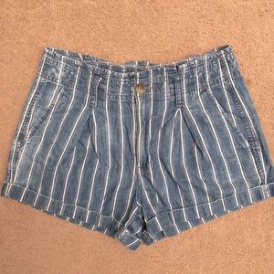 American Eagle Blue White Striped Shorts Size 2 High Waist